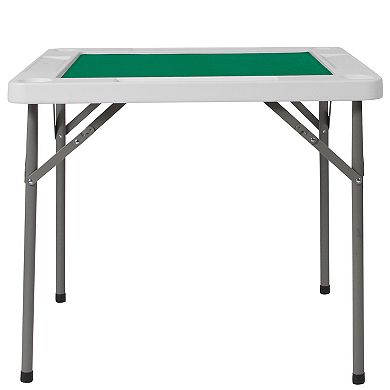 Emma and Oliver 34.5" Square 4-Player Folding Card Game Table with Green Felt and Cup Holders