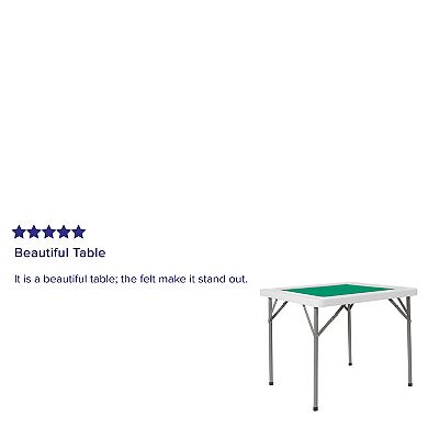 Emma and Oliver 34.5" Square 4-Player Folding Card Game Table with Green Felt and Cup Holders