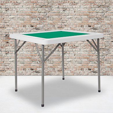 Emma and Oliver 34.5" Square 4-Player Folding Card Game Table with Green Felt and Cup Holders