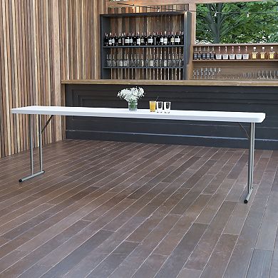 Emma and Oliver 8-Foot Granite White Plastic Folding Training / Seminar Table