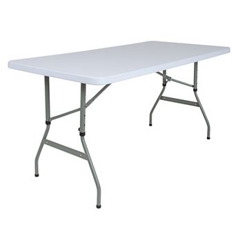 Emma and Oliver 4.93-Foot Height Adjustable Granite White Plastic Folding Table - Activity Table