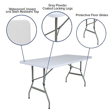 Emma and Oliver 4.93-Foot Height Adjustable Granite White Plastic Folding Table - Activity Table