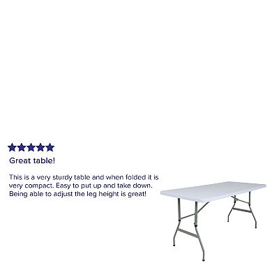 Emma and Oliver 4.93-Foot Height Adjustable Granite White Plastic Folding Table - Activity Table
