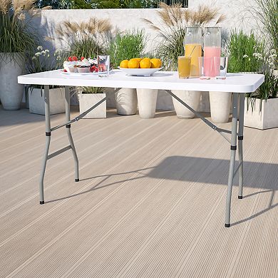 Emma and Oliver 4.93-Foot Height Adjustable Granite White Plastic Folding Table - Activity Table