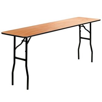 Emma and Oliver 6-Foot Rectangular Wood Folding Training / Seminar Table with Clear Coated Top