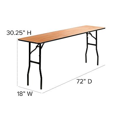 Emma and Oliver 6-Foot Rectangular Wood Folding Training / Seminar Table with Clear Coated Top