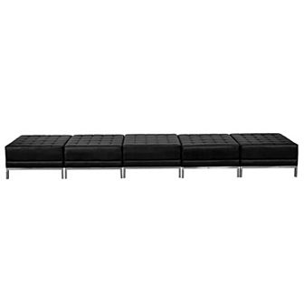 Emma and Oliver Black LeatherSoft Five Seat Bench