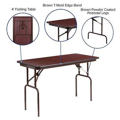 Emma and Oliver 4-Foot Mahogany Melamine Laminate Folding Banquet Table