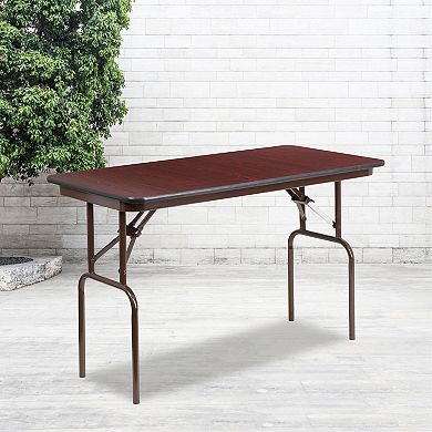 Emma and Oliver 4-Foot Mahogany Melamine Laminate Folding Banquet Table