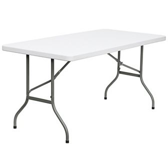 Emma and Oliver 5-Foot Granite White Plastic Folding Table - Banquet / Event Folding Table