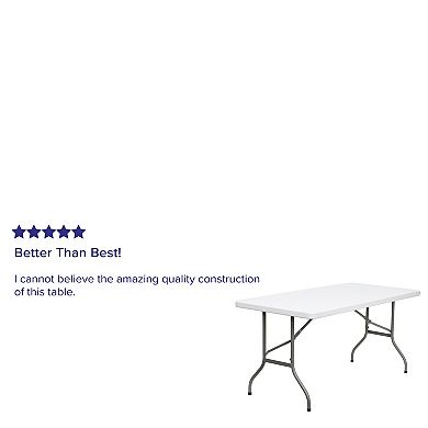 Emma and Oliver 5-Foot Granite White Plastic Folding Table - Banquet / Event Folding Table