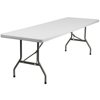 Emma and Oliver 30"W x 96"L Plastic Folding Table with Granite White Surface