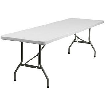 Emma and Oliver 30"W x 96"L Plastic Folding Table with Granite White Surface