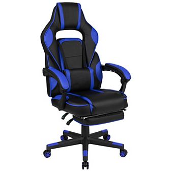 Emma and Oliver Black/Gray Ergonomic Gaming Chair -Recline Back/Arms, Footrest, Massaging Lumbar