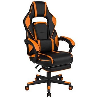 Emma and Oliver Black/Gray Ergonomic Gaming Chair -Recline Back/Arms, Footrest, Massaging Lumbar