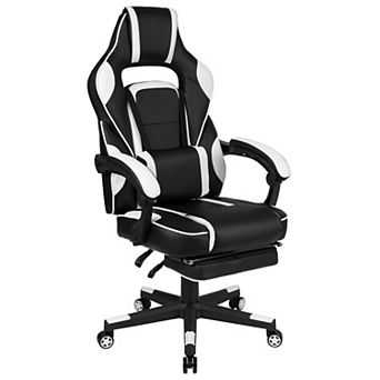 Emma and Oliver Black/Gray Ergonomic Gaming Chair -Recline Back/Arms, Footrest, Massaging Lumbar
