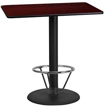 Emma and Oliver 24"x42" Black Laminate Bar Table Top-24"RD Base/Foot Ring