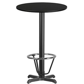 Emma and Oliver 24"RD Black Laminate Bar Table Top-22"x22" Base/Foot Ring