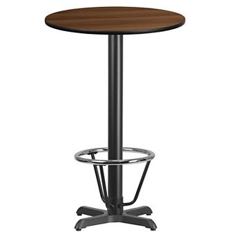 Emma and Oliver 24"RD Walnut Laminate Bar Table Top-22"x22" Base/Foot Ring