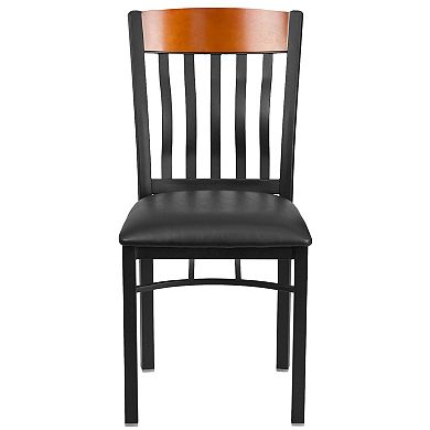 Emma and Oliver Vertical Back Black Metal/Cherry Wood Dining Chair
