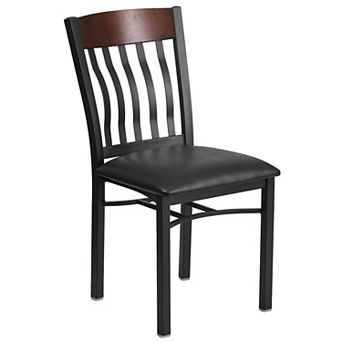 Emma and Oliver Vertical Back Black Metal/Mahogany Wood Dining Chair