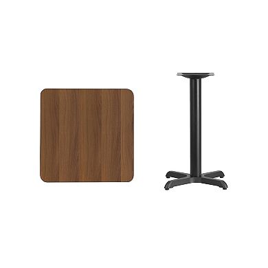 Emma and Oliver 24" Square Walnut Laminate Table Top with 22"x22" Base