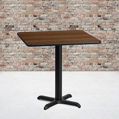 Emma and Oliver 24" Square Walnut Laminate Table Top with 22"x22" Base