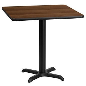 Emma and Oliver 24" Square Walnut Laminate Table Top with 22"x22" Base