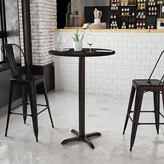 Emma and Oliver 30"RD Natural Laminate Bar Table Top-22"x22" Base