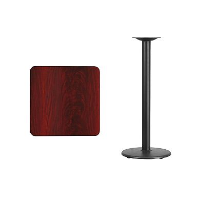 Emma and Oliver 24" Square Black Laminate Bar Table Top-18"RD Base