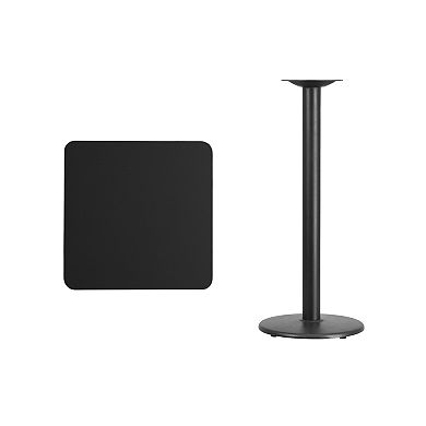 Emma and Oliver 24" Square Black Laminate Bar Table Top-18"RD Base