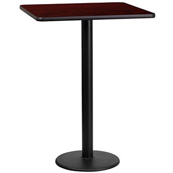 Emma and Oliver 24" Square Black Laminate Bar Table Top-18"RD Base