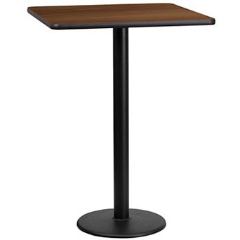 Emma and Oliver 24" Square Black Laminate Bar Table Top-18"RD Base