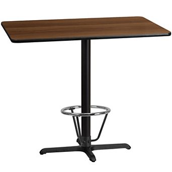 Emma and Oliver 30"x48" Walnut Laminate Bar Table Top-23.5"x29.5" Base/Foot Ring