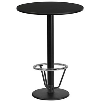 Emma and Oliver 24"RD Walnut Laminate Bar Table Top-18"RD Base/Foot Ring