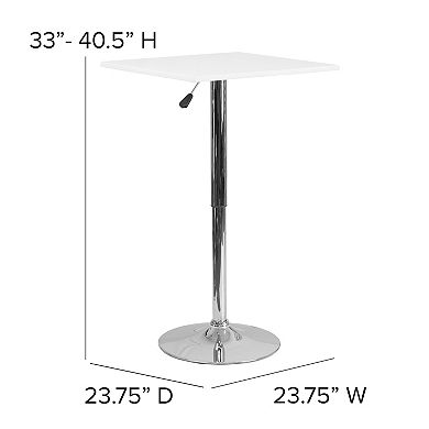 Emma and Oliver 23.75" Square 33" - 40.5" Adjustable Height White Wood Table