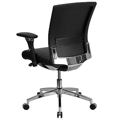 Emma and Oliver 24/7 300lb. Mid-Back Black LeatherSoft Ergonomic Office Chair-Seat Slider/Lumbar