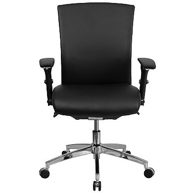 Emma and Oliver 24/7 300lb. Mid-Back Black LeatherSoft Ergonomic Office Chair-Seat Slider/Lumbar