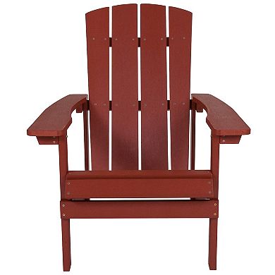 Emma and Oliver Set of 2 Outdoor Green All-Weather Poly Resin Wood Adirondack Chairs