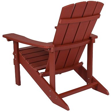 Emma and Oliver Set of 2 Outdoor Red All-Weather Poly Resin Wood Adirondack Chairs