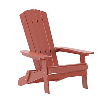 Emma and Oliver All-Weather Poly Resin Folding Adirondack Chair - Patio Chair
