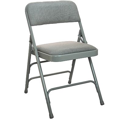 Emma and Oliver 4-pack Grey Padded Metal Folding Chair - Grey 1-in Fabric Seat