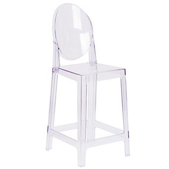 Emma and Oliver Ghost Counter Stool with Oval Back in Transparent Crystal
