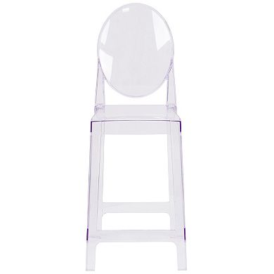Emma and Oliver Ghost Counter Stool with Oval Back in Transparent Crystal