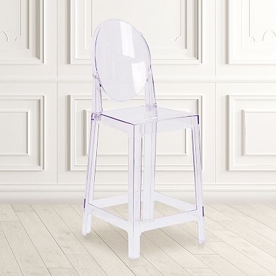 Emma and Oliver Ghost Counter Stool with Oval Back in Transparent Crystal