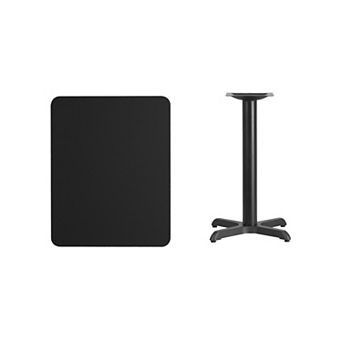 Emma and Oliver 24"x30" Rectangular Black Laminate Table Top with 22"x22" Base