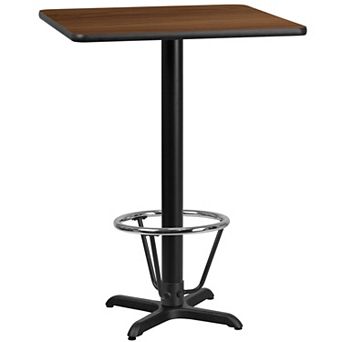 Emma and Oliver 24" Square Natural Laminate Bar Table Top-22"x22" Base/Foot Ring