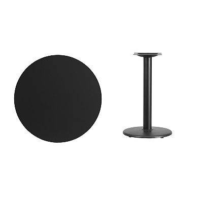 Emma and Oliver 30"RD Black Laminate Table Top with 18"RD Base
