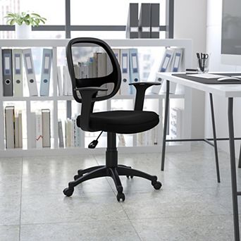 Emma and Oliver Mid-Back Black Mesh Swivel Task Office Chair with T-Arms