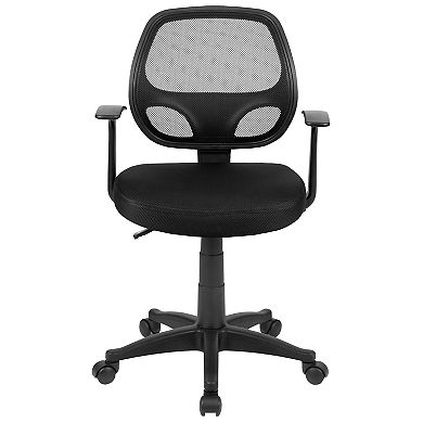 Emma and Oliver Mid-Back Black Mesh Swivel Task Office Chair with T-Arms